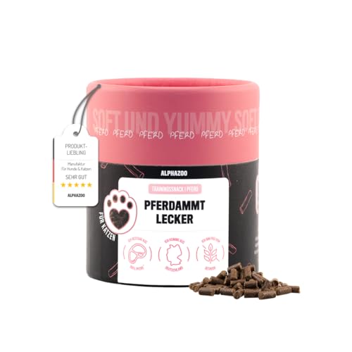 alphazoo Pferdammt Lecker 65g I Softe Leckerli Sticks Pferd für Katzen I Extra fleischig, Getreidefrei, Zuckerfrei I Natürliche Katzensnacks I Gesunde Katzenleckerlies zur Belohnung I Saftiger Snack von alphazoo