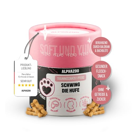 alphazoo Schwing Die Hufe 65g I Softe Leckerli Pferd für Hunde I Hoher Fleischanteil, Getreidefrei, Zuckerfrei I Natürliche Hundeleckerlies I Gesunde Leckerlies für Training & Belohnung I Hunde-Snack von alphazoo