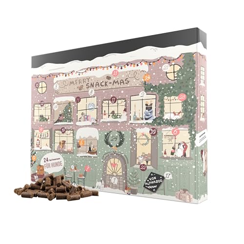 alphazoo Adventskalender 2025 für Hunde – Premium Hundeleckerli mit 8 Sorten – getreidefrei & ohne Zucker – Adventskalender für Allergiker Hund – Hundegeschenk Weihnachten von alphazoo