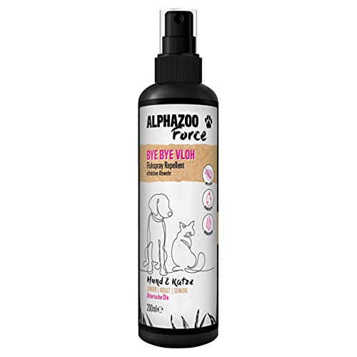 alphazoo ByeByeVloh Anti Floh-Spray 200 ml I Natürliches Flohmittel Katzen, Hunde & Pferde I Mit Sofortwirkung I Langzeit Flohschutz, gegen Juckreiz von alphazoo