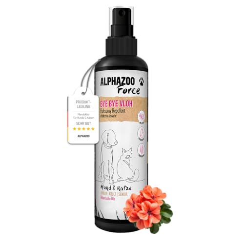 alphazoo ByeByeVloh Anti Floh-Spray 200 ml I Natürliches Flohmittel Katzen, Hunde & Pferde I Mit Sofortwirkung I Langzeit Flohschutz, gegen Juckreiz von alphazoo