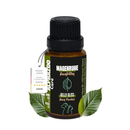 alphazoo Magenruhe Bachblüten für Hunde & Katzen Aller Rassen 15 g I Globuli zur Regulierung der Verdauung I 100% natürliche Mischung nach Dr. Bach von alphazoo