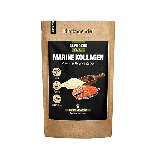 alphazoo Marine Kollagen-Pulver für Hunde, Katzen & Nagertiere 250 g I Bioaktive Kollagen-Peptide, Fisch Collagen-Pulver I Für Starke, gesunde Gelenke von alphazoo