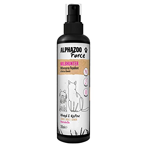alphazoo Anti Milben-Spray 200ml, MilbHunter für Hund Katze Hühner Pferde, Milbenmittel gegen Milbenbefall & Parasiten, Langzeit-Schutz zur Milben-Abwehr, Schnelle & Effektive Bekämpfung, Natürlich von alphazoo