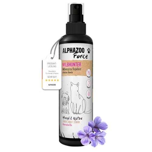 alphazoo MilbHunter Anti Milben-Spray für Hunde, Katzen, Pferde & Hühner 500 ml I Natürliches Milbenmittel mit Langzeitschutz I Gegen Milbenbefall von alphazoo