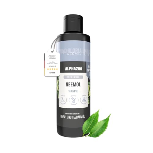 alphazoo Neemöl Hundeshampoo 250 ml – Milde Fellpflege mit Neem- & Teebaumöl – Für empfindliche Hundehaut & glänzendes Fell – Vegan & Ohne Silikone von alphazoo