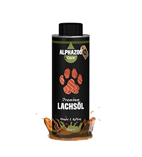 alphazoo Premium Lachsöl Hunde & Katzen 250 ml, Omega 3 & 6 Fischöl für Hunde - abgefüllt in Deutschland, Barf Öl, Fellpflege Hund von alphazoo
