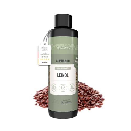 alphazoo Premium Leinöl Katze 250 ml mit Omega-3- und Omega-6-Fettsäuren | Kaltgepresst, natürlich rein | Für Fellpflege & Verdauung von alphazoo