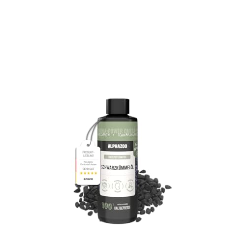 alphazoo Premium Schwarzkümmel-Öl für Hunde 100ml – Kaltgepresstes Natur-Futteröl mit Omega-6 & Omega-9, unterstützt Fell, Haut & Immunsystem von alphazoo