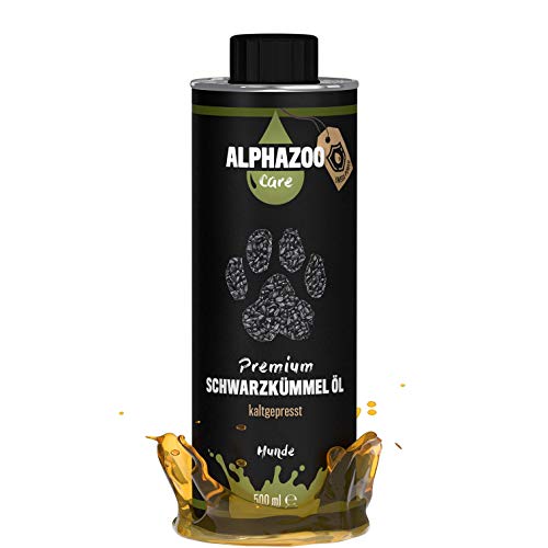 alphazoo Premium Schwarzkümmel-Öl für Hunde & Nager 500 ml I Natürliches Futteröl mit Omega-6 und Omega-9 Fettsäuren, kaltgepresst I Haut- und Fellpflege von alphazoo