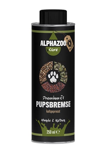alphazoo Pupsbremse Magen Darm Futteröl für Hunde & Katzen 250 ml I Förderung der Verdauung, zur Appetit-Anregung I Magenschutz mit Hanföl & Leinöl von alphazoo