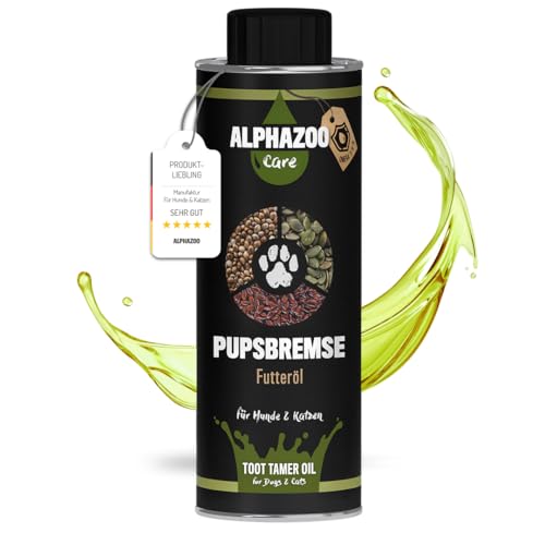 alphazoo Pupsbremse Magen Darm Futteröl für Hunde & Katzen 250 ml I Förderung der Verdauung, zur Appetit-Anregung I Magenschutz mit Hanföl & Leinöl von alphazoo