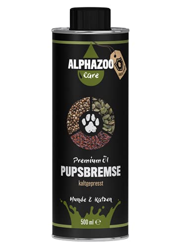 alphazoo Pupsbremse Magen Darm Futteröl für Hunde & Katzen 500 ml I Förderung der Verdauung, zur Appetit-Anregung I Magenschutz mit Hanföl & Leinöl von alphazoo