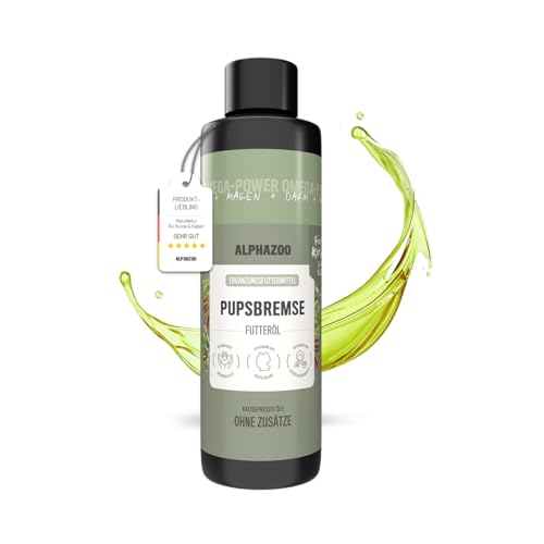alphazoo Pupsbremse Magen-Darm Futteröl für Katzen 250 ml – Unterstützt Verdauung & Appetit, mit Kürbiskernöl & Leinöl – Natürliches Ergänzungsfuttermittel von alphazoo