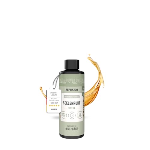 alphazoo Seelenruhe Futteröl für Katzen 100ml – Beruhigungsöl mit Leinöl, Baldrian, Hopfen, Omega-3 & Omega-6 – Unterstützt Nerven, Stressreduzierung & Wohlbefinden Naturprodukt für entspannte Katzen von alphazoo