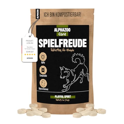 alphazoo Gelenktabletten Hund Spielfreude I Grünlippmuschel I Glucosamin, Chondroitin & Teufelskralle gegen Arthrose & Gelenkschmerzen I Tabs statt Gelenkkapseln I Senior Adult Welpen I 50 Stück von alphazoo