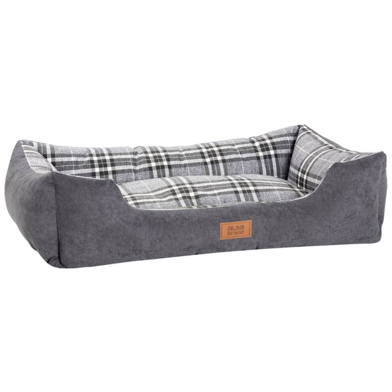 alsa-brand Hundebett Sofa Karo grau, Außenmaße: ca. 100 x 70 x 27 cm von alsa-brand