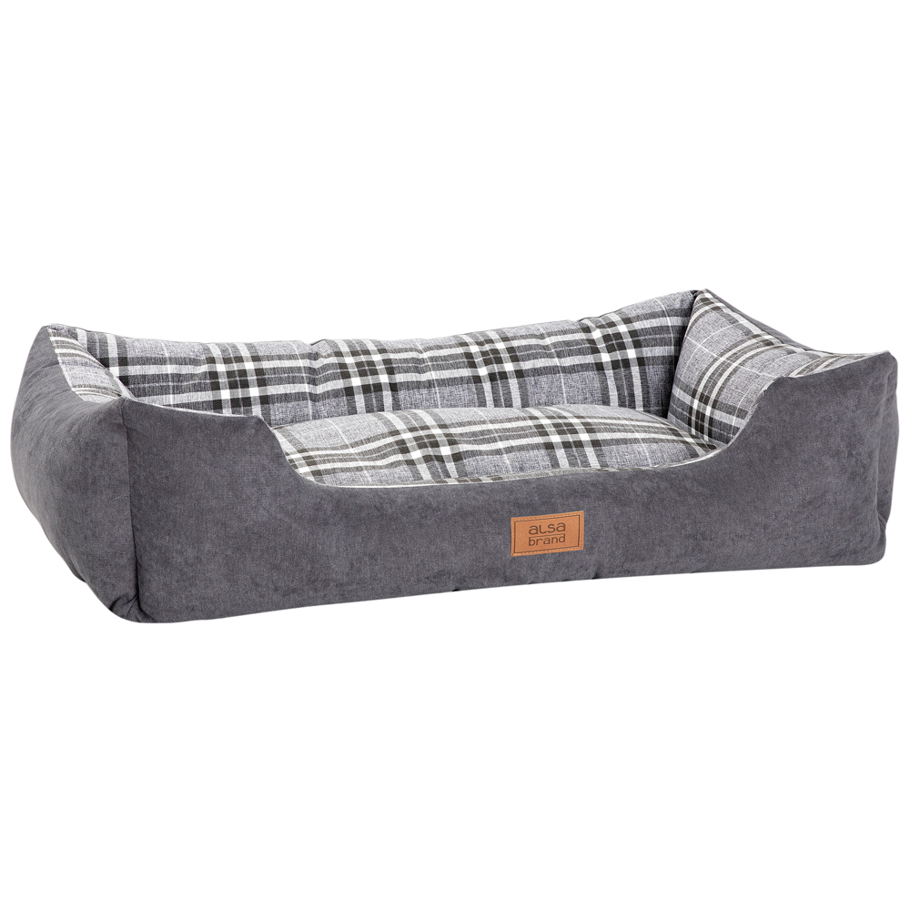 alsa-brand Hundebett Sofa Karo grau, Außenmaße: ca. 80 x 60 x 25 cm von alsa-brand