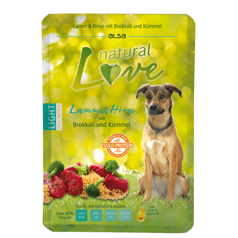 alsa natural Love Single-Protein Lamm mit Hirse, Brokkoli und Kümmel, Anzahl: 12 x 300 g, 300 g, Hundefutter von alsa natural Love