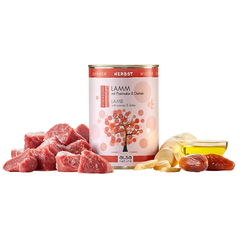 alsa-nature 4-SEASONS Herbst-Menü Lamm mit Pastinake und Dattel, Anzahl: 12 x 400 g, 400 g, Hundefutter nass alsa-nature 4-SEASONS Herbst-Menü Lamm mit Pastinake und Dattel, Anzahl: 12 x 400 g, 400 g, Hundefutter nass von alsa-nature