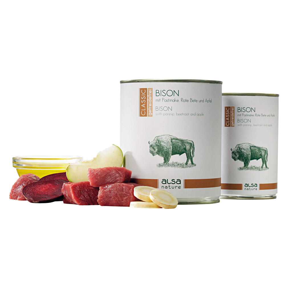 alsa-nature Bison mit Pastinake, Rote Bete & Apfel, Anzahl: 12 x 800 g, 800 g, Hundefutter nass von alsa-nature
