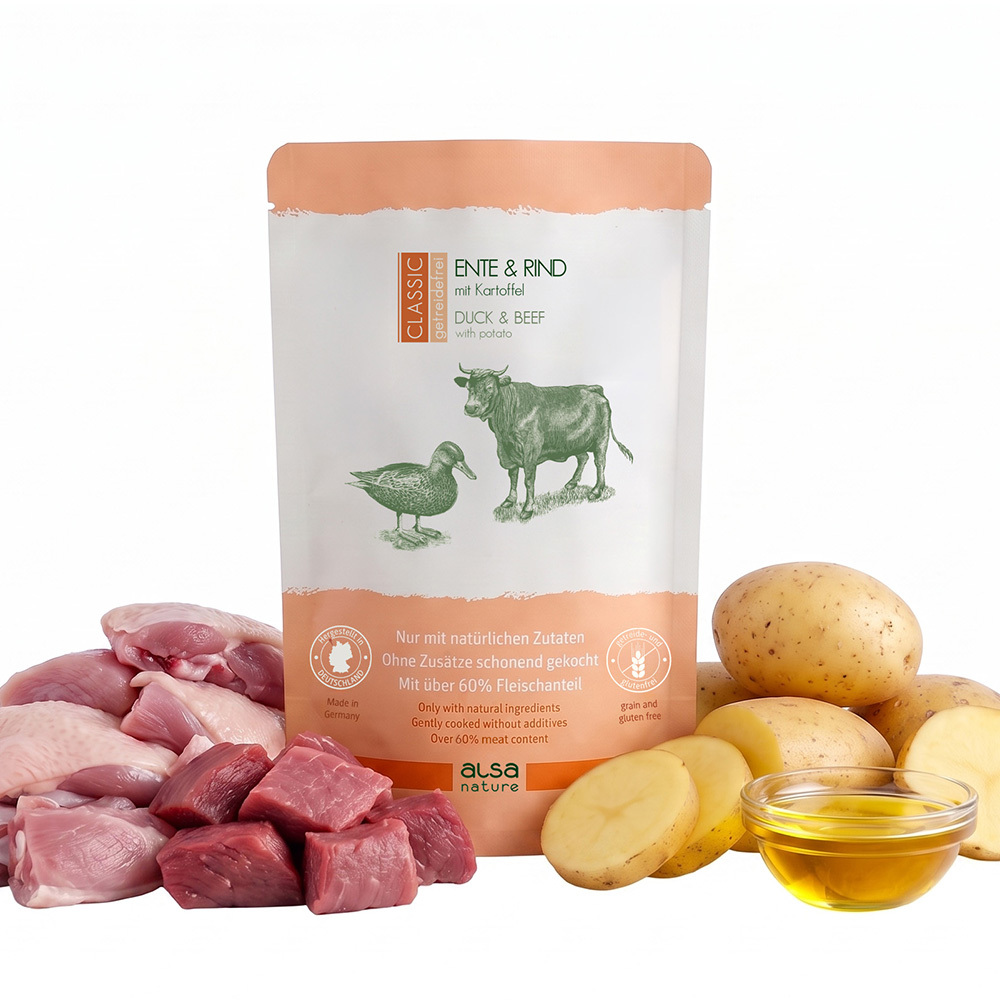 alsa-nature CLASSIC Ente & Rind mit Kartoffel, 90 x 500 g, Hundefutter nass alsa-nature CLASSIC Ente & Rind mit Kartoffel, 90 x 500 g, Hundefutter nass von alsa-nature