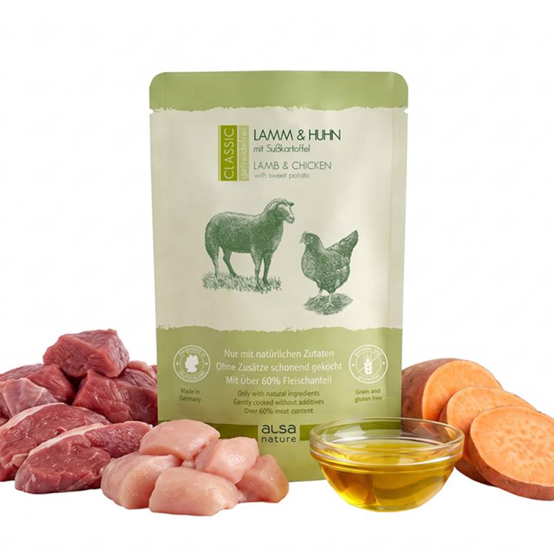 alsa-nature CLASSIC Lamm & Huhn mit Süßkartoffel, 90 x 500 g, Hundefutter nass von alsa-nature