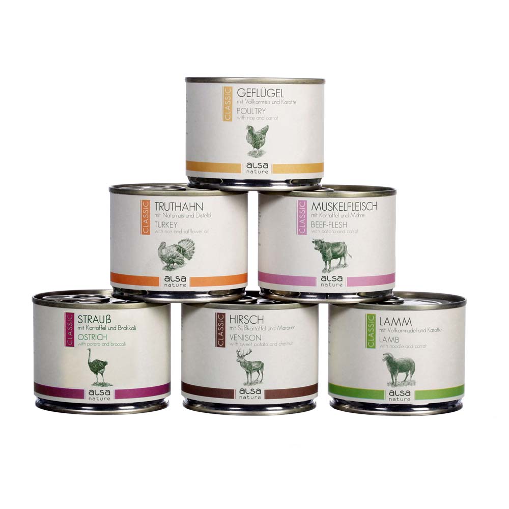 alsa-nature Classic Dosen-Menü-Mix, Anzahl: 12 x 200 g, 200 g, Hundefutter nass alsa-nature Classic Dosen-Menü-Mix, Anzahl: 12 x 200 g, 200 g, Hundefutter nass von alsa-nature