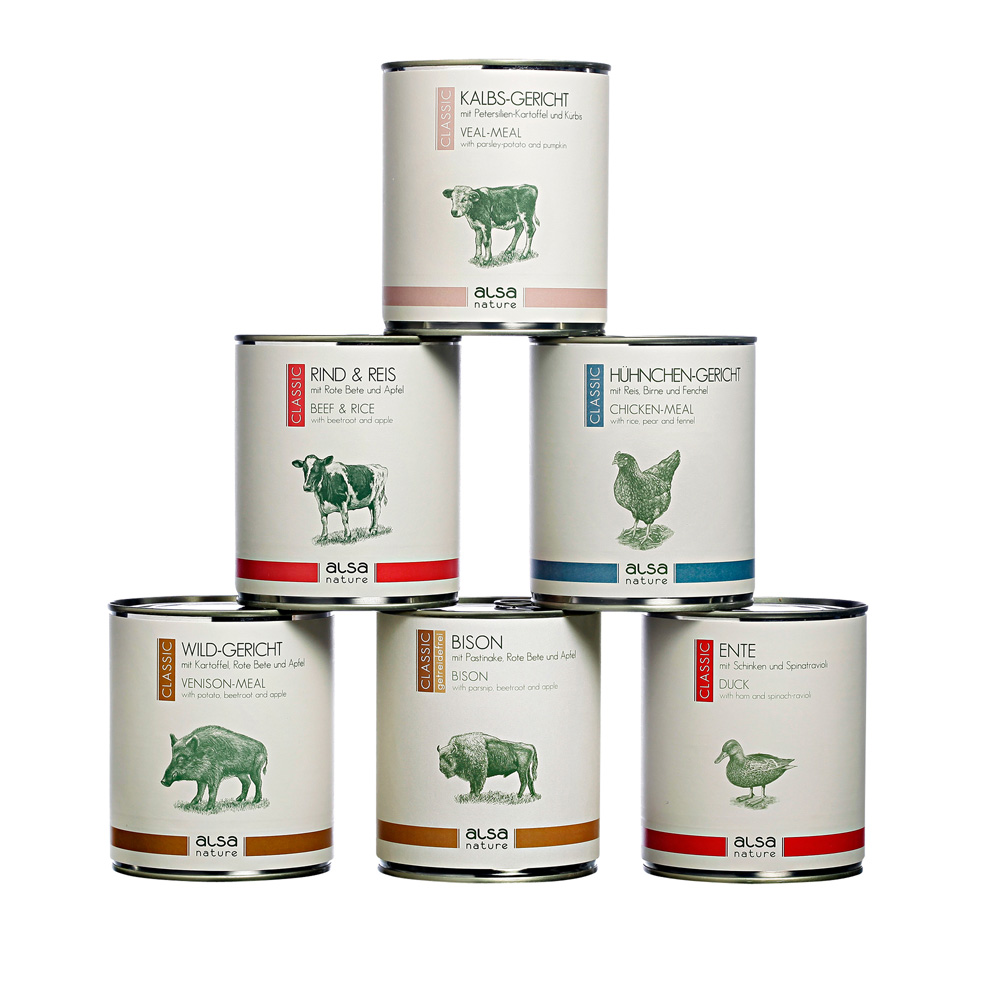 alsa-nature Classic Dosen-Menü-Mix 2, Anzahl: 30 x 800 g, 800 g, Hundefutter nass alsa-nature Classic Dosen-Menü-Mix 2, Anzahl: 30 x 800 g, 800 g, Hundefutter nass von alsa-nature