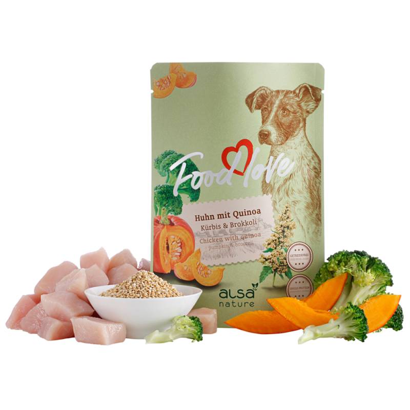 alsa-nature FOODLOVE Huhn mit Quinoa, Kürbis & Brokkoli, Anzahl: 6 x 300 g, 300 g, Hundefutter von alsa-nature