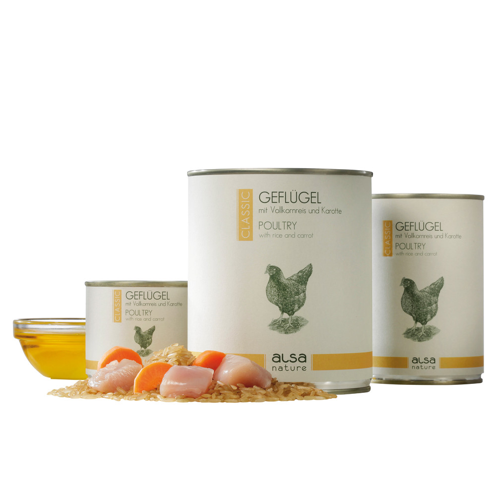 alsa-nature Geflügel mit Vollkornreis und Karotte, Anzahl: 6 x 200 g, 200 g, Hundefutter nass alsa-nature Geflügel mit Vollkornreis und Karotte, Anzahl: 6 x 200 g, 200 g, Hundefutter nass von alsa-nature