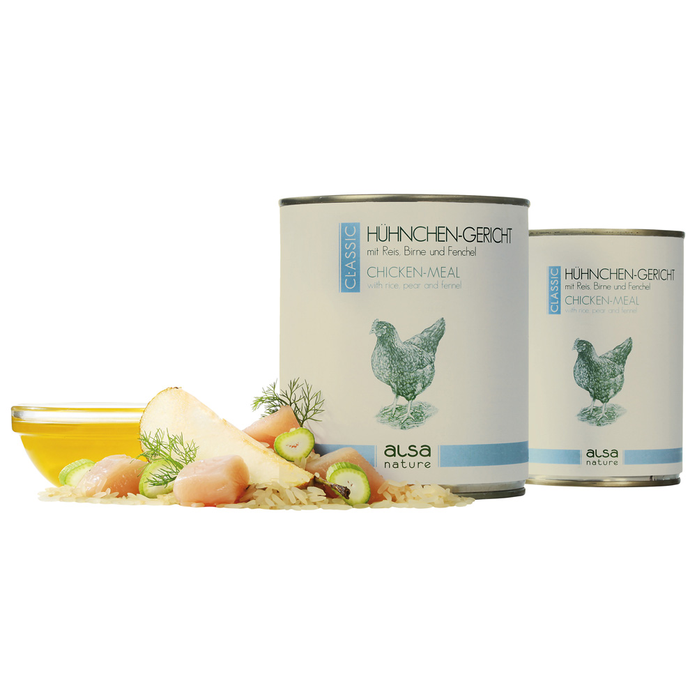 alsa-nature Hühnchen-Gericht mit Reis, Birne & Fenchel, Anzahl: 12 x 400 g, 400 g, Hundefutter nass alsa-nature Hühnchen-Gericht mit Reis, Birne & Fenchel, Anzahl: 12 x 400 g, 400 g, Hundefutter nass von alsa-nature