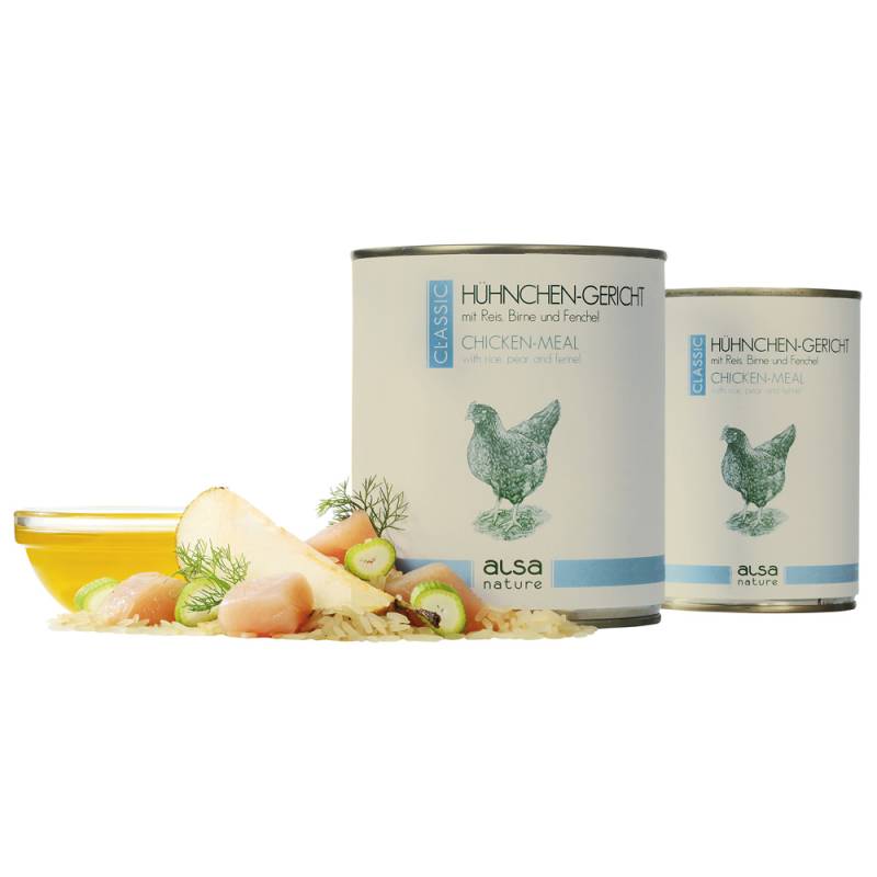 alsa-nature Hühnchen-Gericht mit Reis, Birne & Fenchel, Anzahl: 6 x 800 g, 800 g, Hundefutter nass von alsa-nature