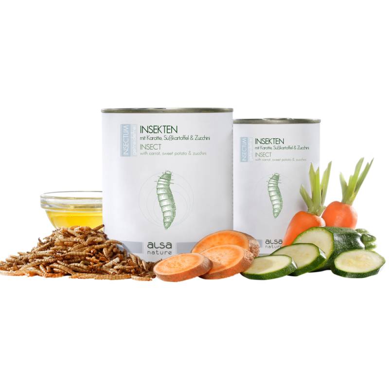 alsa-nature INSECTUM Insekten mit Karotte, Süßkartoffel & Zucchini, Anzahl: 6 x 375 g, 375 g, Hundefutter nass von alsa-nature