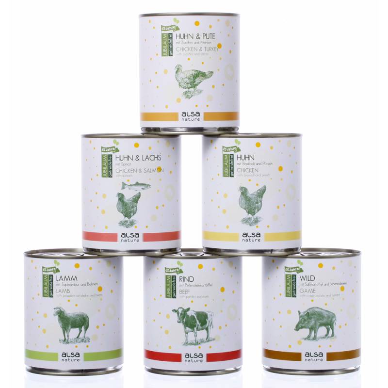 alsa-nature JUBILÄUMS-Menü-Mix, Anzahl: 12 x 800 g, 800 g, Hundefutter nass von alsa-nature