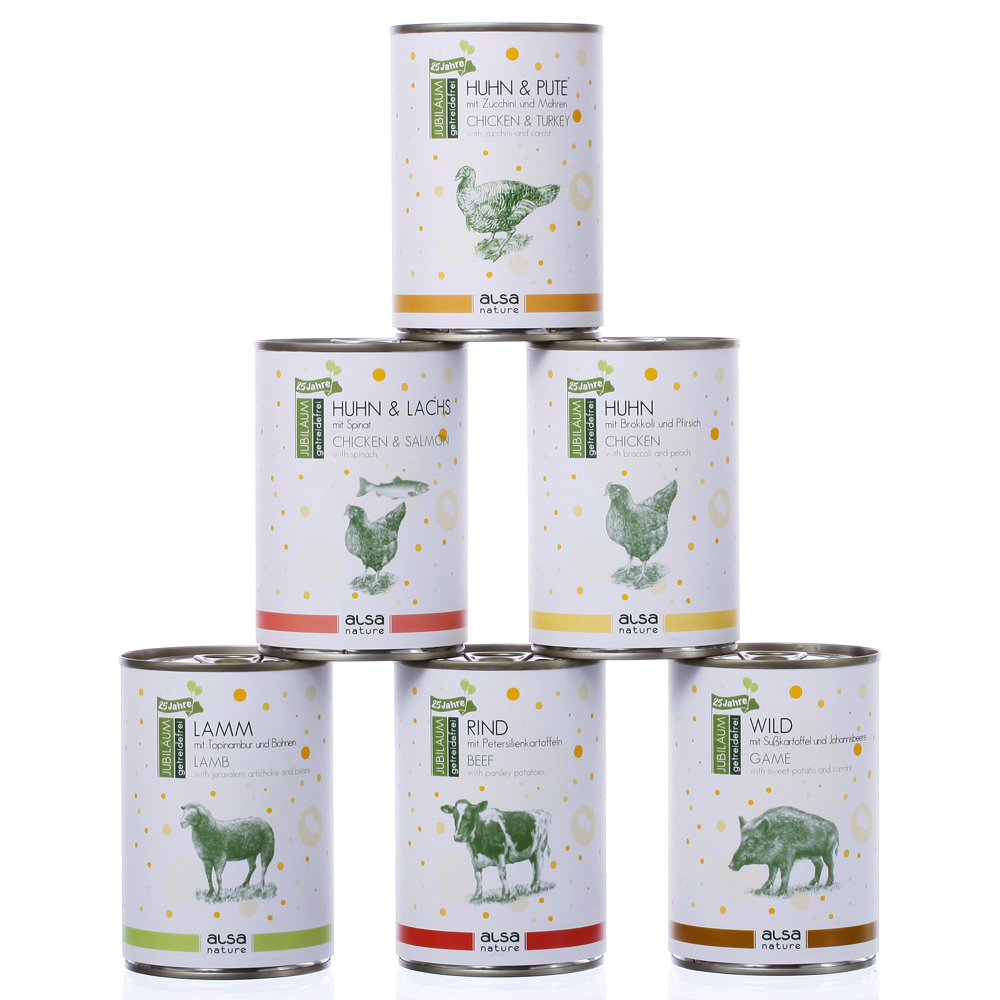 alsa-nature JUBILÄUMS-Menü-Mix, Anzahl: 120 x 400 g, 400 g, Hundefutter nass von alsa-nature