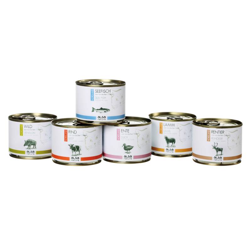 alsa-nature NORDLAND Katzen Dosen-Menü-Mix Nassfutter, Anzahl: 120 x 200, 200 g, Katzenfutter nass von alsa-nature