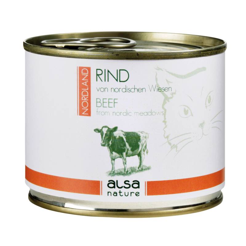 alsa-nature NORDLAND Rind von nordischen Wiesen Nassfutter, Anzahl: 12 x 200 g, 200 g, Katzenfutter nass von alsa-nature