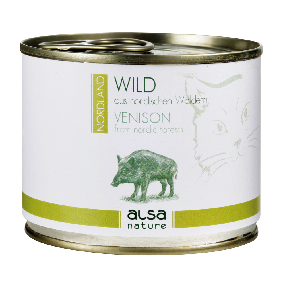 alsa-nature NORDLAND Wild aus nordischen Wäldern Nassfutter, Anzahl: 12 x 200 g, 200 g, Katzenfutter nass von alsa-nature