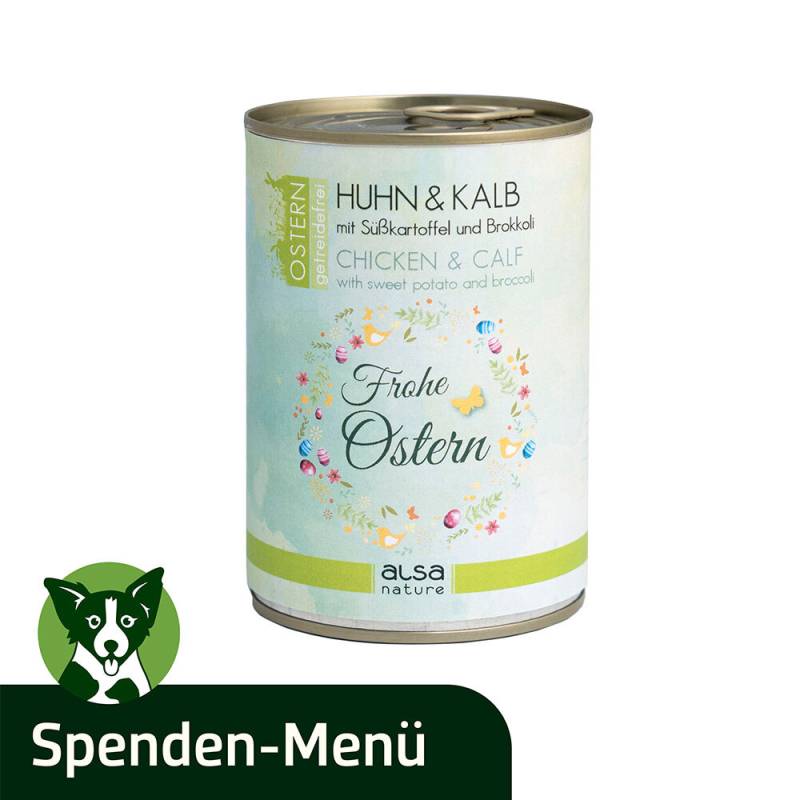 alsa-nature OSTERN Spenden-Menü Huhn mit Kalb, Anzahl: 6 x 400 g, 400 g, Hundefutter nass von alsa-nature