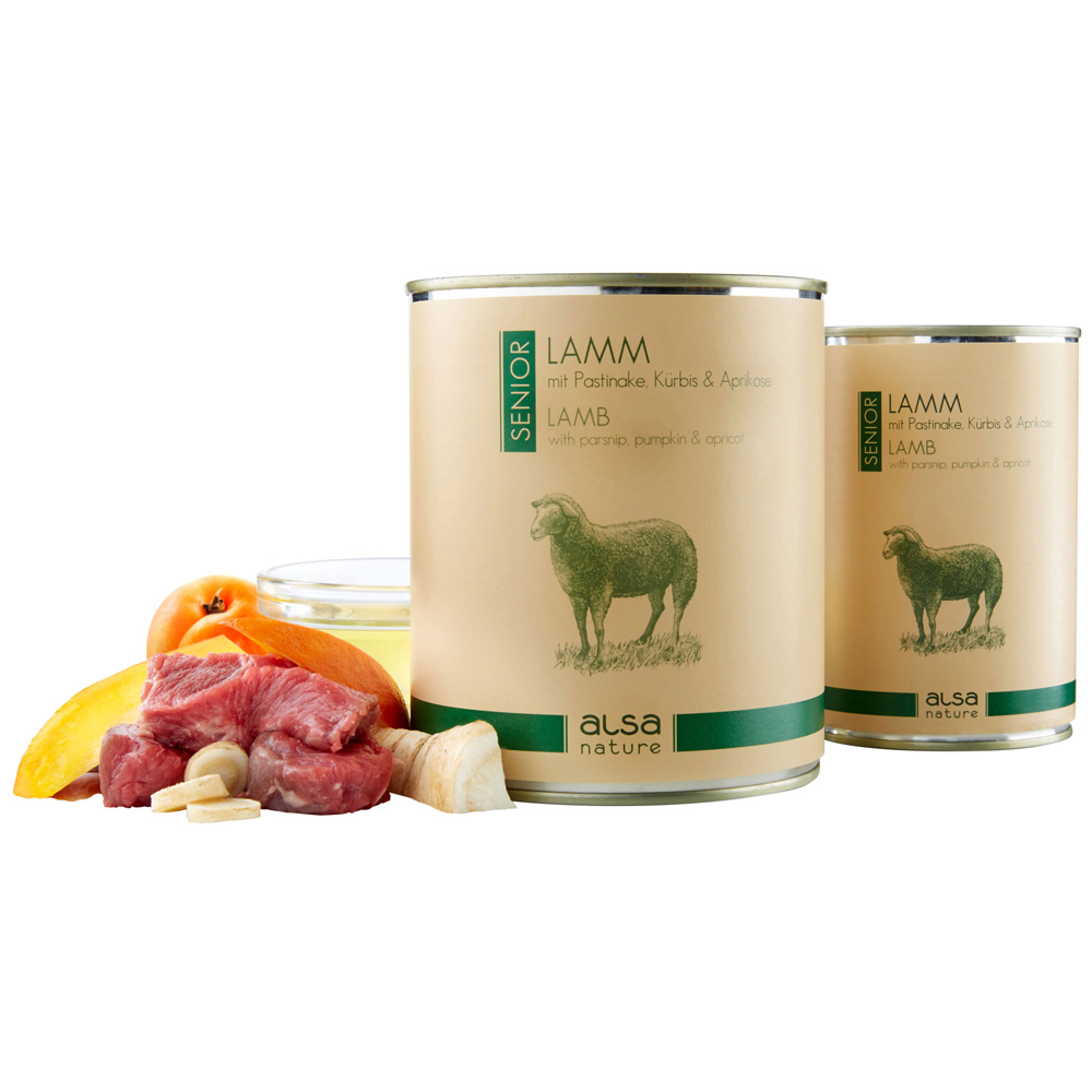 alsa-nature SENIOR Lamm mit Pastinake, Kürbis & Aprikose, Anzahl: 12 x 800 g, 800 g, Hundefutter nass alsa-nature SENIOR Lamm mit Pastinake, Kürbis & Aprikose, Anzahl: 12 x 800 g, 800 g, Hundefutter nass von alsa-nature