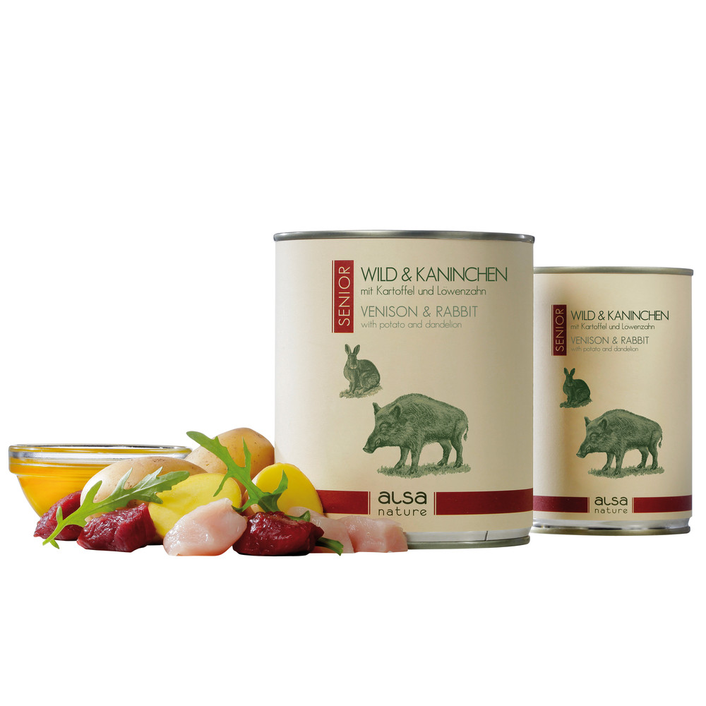 alsa-nature SENIOR Wild & Kaninchen mit Kartoffel & Löwenzahn, Anzahl: 12 x 800 g, 800 g, Hundefutter nass alsa-nature SENIOR Wild & Kaninchen mit Kartoffel & Löwenzahn, Anzahl: 12 x 800 g, 800 g, Hundefutter nass von alsa-nature