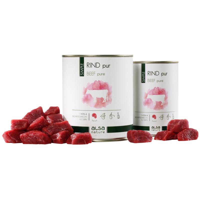 alsa-nature SIMPLE Rind pur, Anzahl: 12 x 800 g, 800 g, Hundefutter nass von alsa-nature