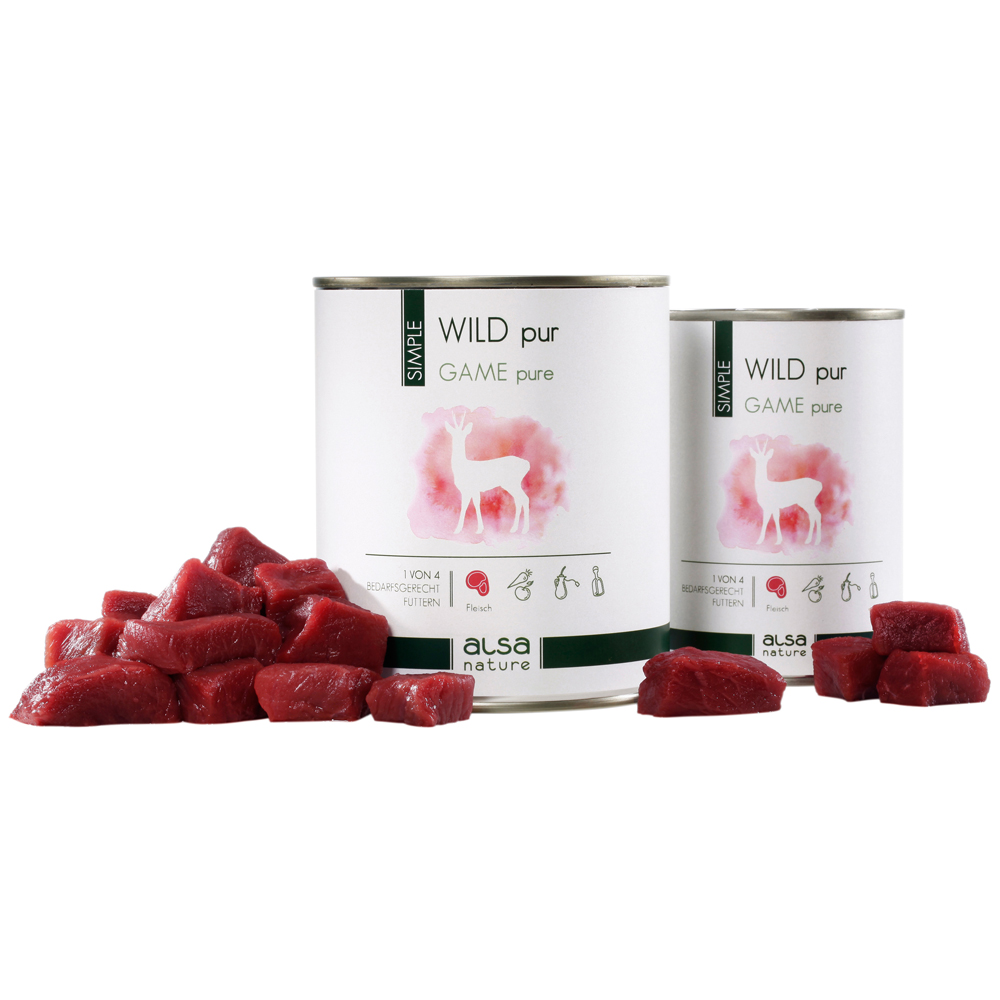 alsa-nature SIMPLE Wild pur, Anzahl: 6 x 800 g, 800 g, Hundefutter nass von alsa-nature