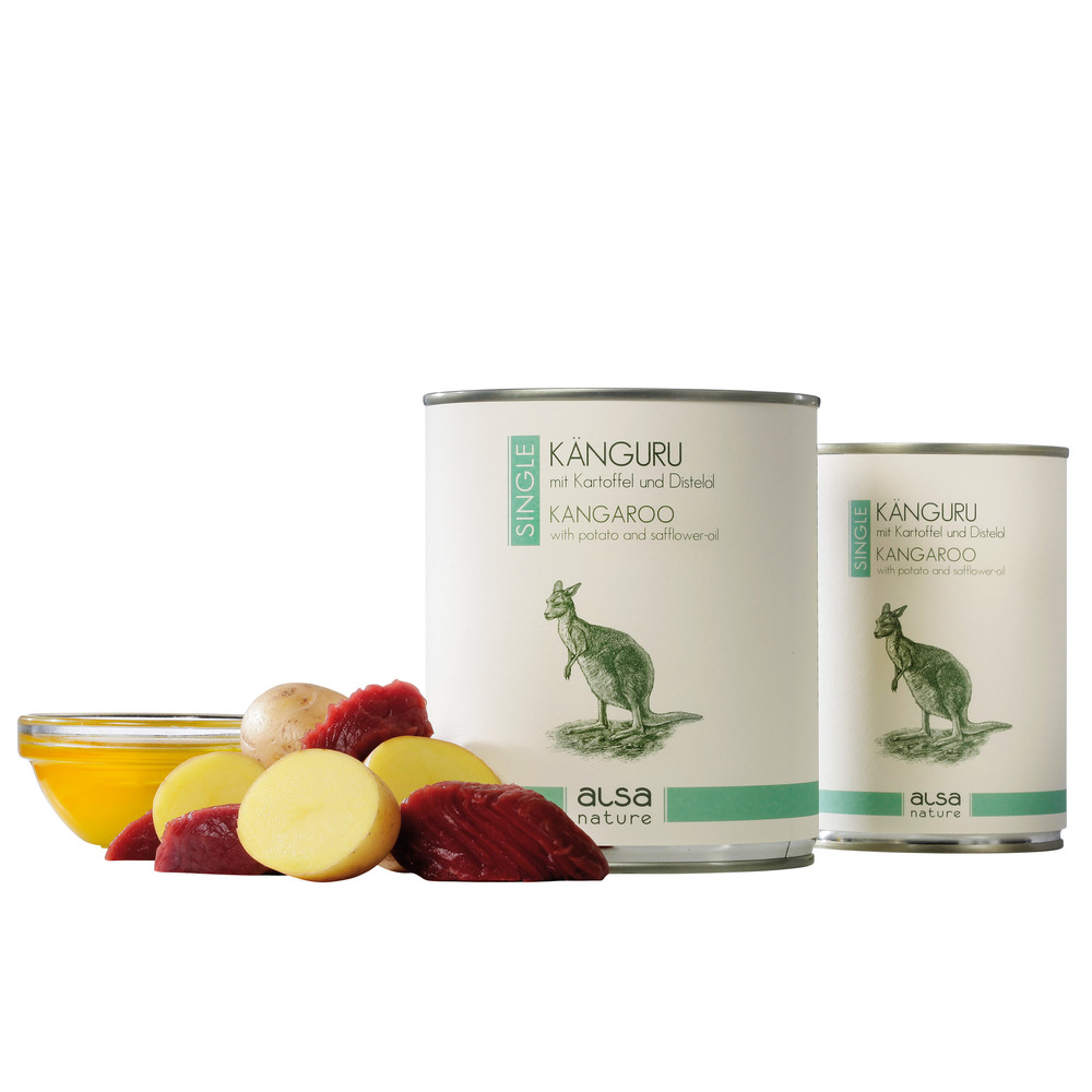 alsa-nature SINGLE Känguru mit Kartoffel, Anzahl: 6 x 800 g, 800 g, Hundefutter nass alsa-nature SINGLE Känguru mit Kartoffel, Anzahl: 6 x 800 g, 800 g, Hundefutter nass von alsa-nature