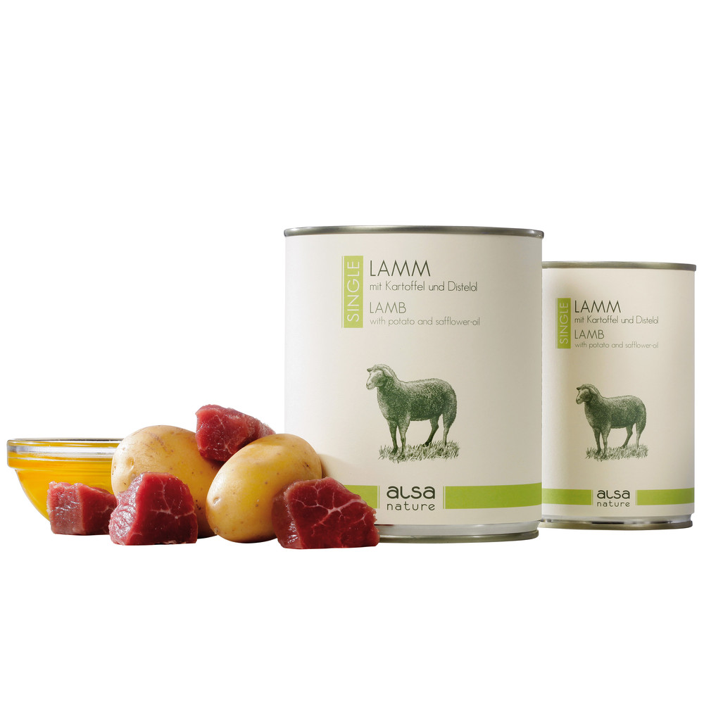 alsa-nature SINGLE Lamm mit Kartoffel, Anzahl: 6 x 400 g, 400 g, Hundefutter nass von alsa-nature