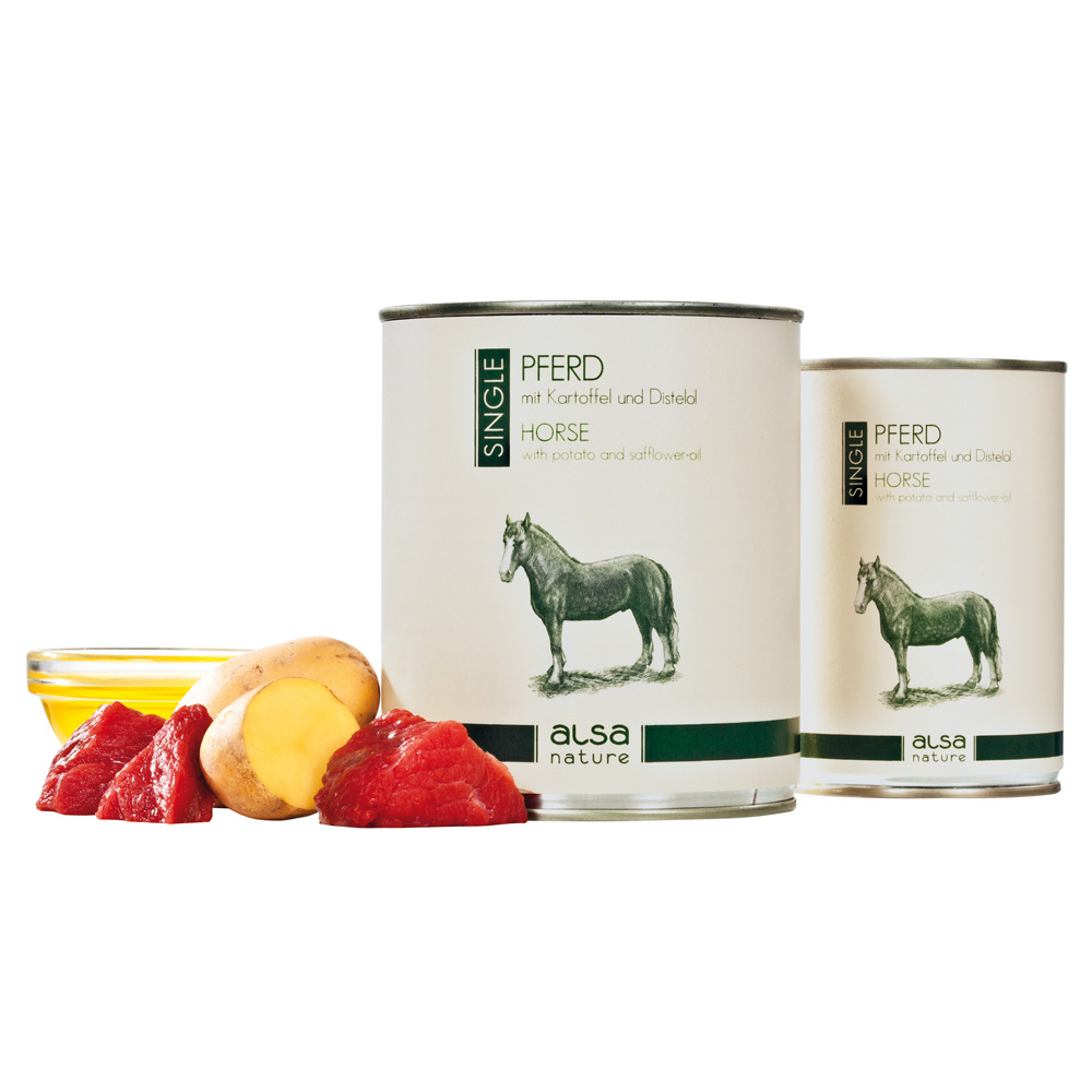 alsa-nature SINGLE Pferd mit Kartoffel, Anzahl: 6 x 800 g, 800 g, Hundefutter nass alsa-nature SINGLE Pferd mit Kartoffel, Anzahl: 6 x 800 g, 800 g, Hundefutter nass von alsa-nature