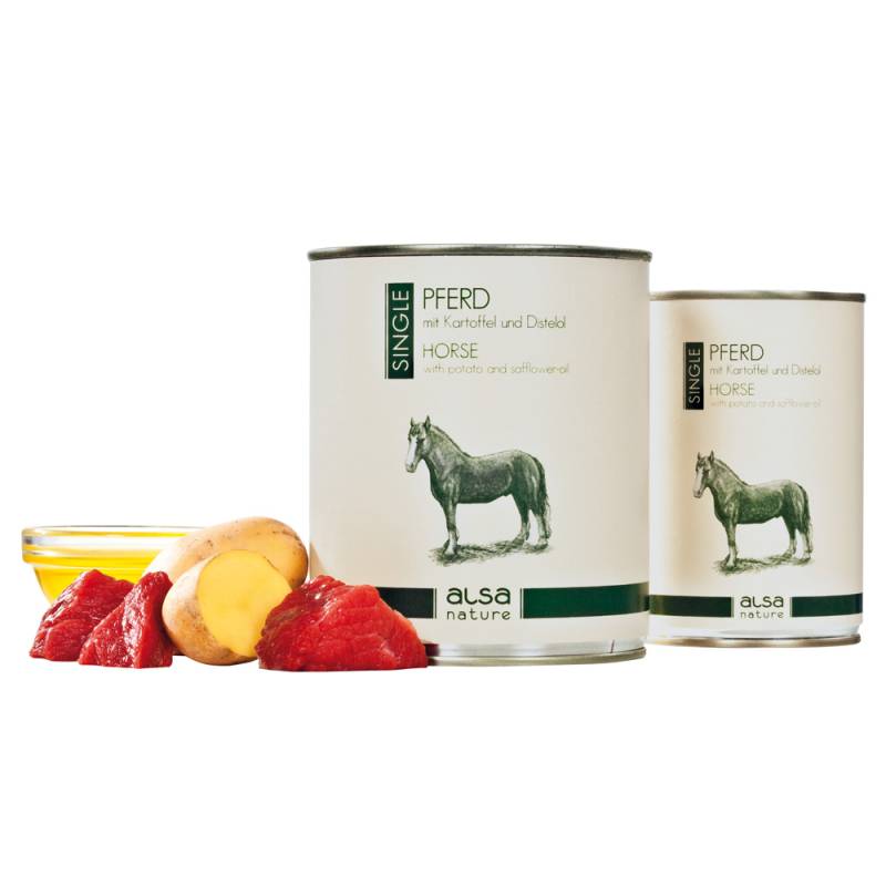 alsa-nature SINGLE Pferd mit Kartoffel, Anzahl: 800 g, 800 g, Hundefutter nass von alsa-nature