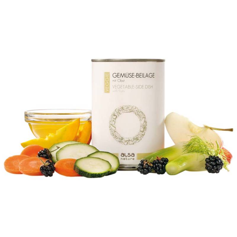 alsa-nature VEGGIE Gemüse-Beilage mit Obst, Anzahl: 12 x 375 g, 375 g, Hundefutter nass von alsa-nature