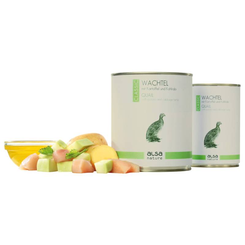 alsa-nature Wachtel mit Kartoffel & Kohlrabi, Anzahl: 12 x 800 g, 800 g, Hundefutter nass von alsa-nature